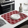 thumbnail image 3 of Burgundy and White Wavy Pattern Dish Drying Mat for Kitchen 1 Pack, Ultra Absorbent Microfiber Dishes Drainer Mats,16"x18", 3 of 6