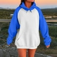 thumbnail image 2 of Womens Long Sleeve Hoodies Fall Fashion Color Block Sweatshirts Trendy Casual Comfortable Sweatshirt Kangroo Pocket Blue S, 2 of 5