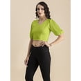 thumbnail image 5 of Moomaya Womens Solid Crop Top, V Neck Puff Sleeves Casual Summer Blouse, 5 of 8