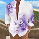 thumbnail image 1 of Camisa de manga larga con estampado floral para hombre, moderna, informal, con solapa y botones, para fiestas sociales, cómoda, de talla grande, 1 of 6