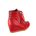 thumbnail image 3 of Women's High Top Fashion Round Toe Lace Up Quilted Wedge Sneaker Shoes, 3 of 5