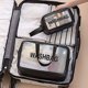 thumbnail image 1 of Bolsa de cosméticos impermeable de 3 piezas, bolsa de aseo con cremallera transparente, portátil, de gran capacidad, bolsa de almacenamiento esmerilada impermeable de Pu transparente para viaje, 1 of 5