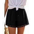 thumbnail image 2 of Women'S Shorts Summer Casual Loose Elastic Waist Drawstring Lace Boho Beach Cover Up Shorts, 2 of 10
