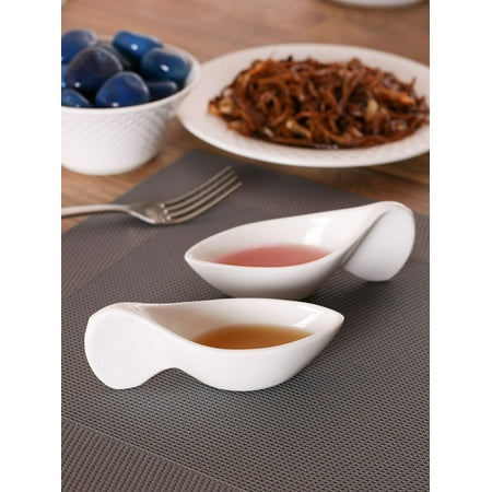 

Clay Craft Basics Small White Oval Dipping Bowls Mini Side Seasoning Dish Condiment Dishes Pack of 4 (50ml) Perfect for Modern Kitchen