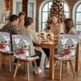 thumbnail image 5 of Christmas Chair Covers Set of 4 Xmas Snowman Truck Bird Pine Tree House Snow Scene Chair Back Covers Stretch Removable Washable Slipcovers Protector for Dining Room Kitchen Party Decor, 5 of 5