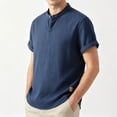 thumbnail image 5 of successthop Collarless Shirts for Men Short Sleeve T Shirt with Button Mock Neck Top Breathable Vacation Clothes 3XL, 5 of 5
