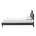 thumbnail image 6 of Platform Bed Frame, King Size, Charcoal Grey Gray, Velvet, Modern Contemporary, Bedroom Master Guest Suite Room, 6 of 10