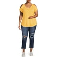 thumbnail image 5 of Terra & Sky Women's Plus Size Burnout Raglan Cold-Shoulder T-Shirt, 5 of 5