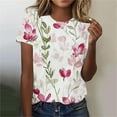 thumbnail image 2 of EINCcm Summer Tops for Women Graphic Tshirts Oversized Tees Casual Floral Crew Neck Short Sleeve Blouse Top, 2 of 4