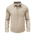 thumbnail image 5 of akafmk Mens Long Sleeve Shirts Button Front Collared Shirt with Pocket Linen-Like Breathable Fall Tops, Size L, 5 of 8