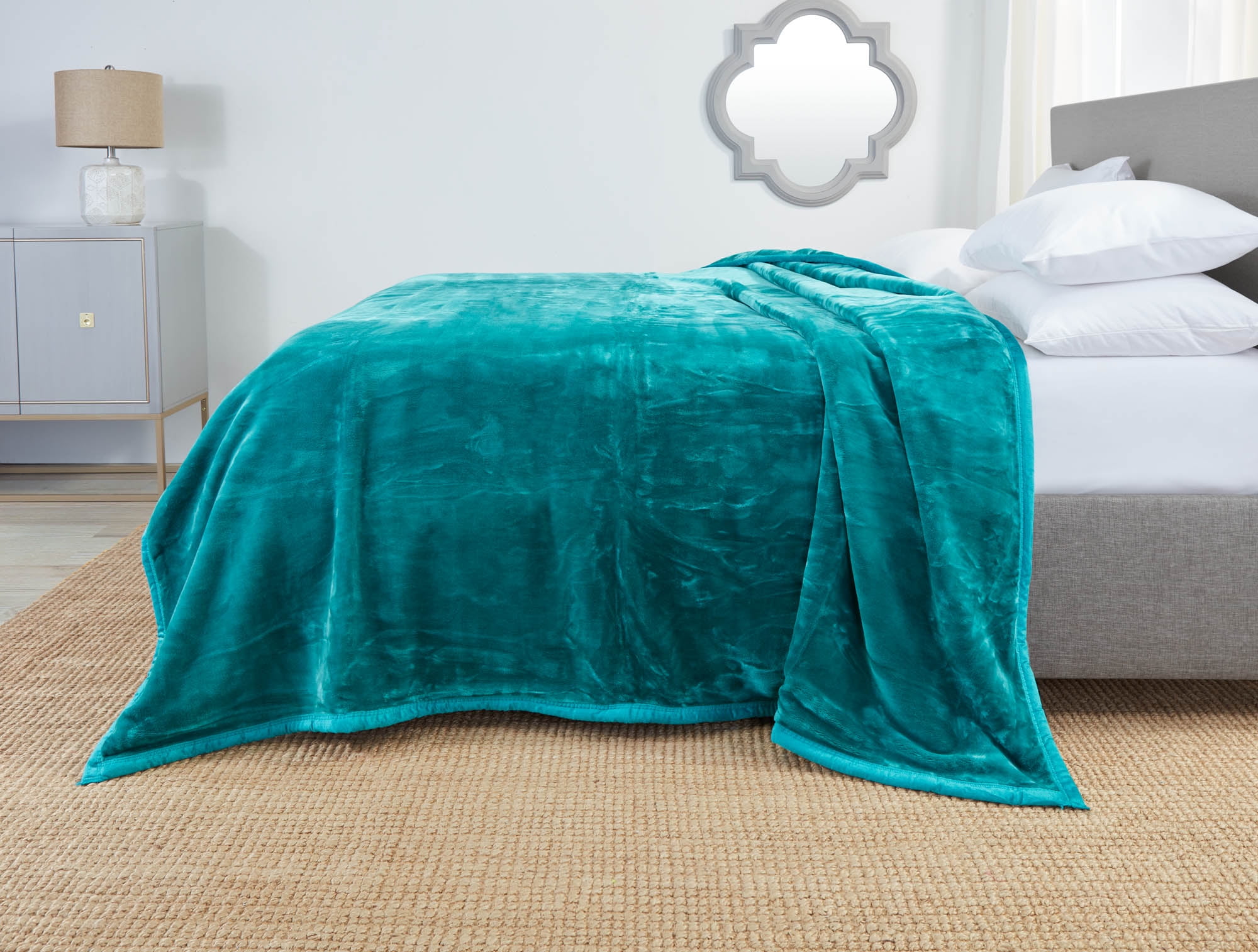 Teal velvet cheap bed throw