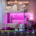 thumbnail image 3 of ARICOEASY Twin Over Twin Bunk Bed with Desk, Metal Bunk Beds with Charging Station and LED Lights, White, 3 of 9