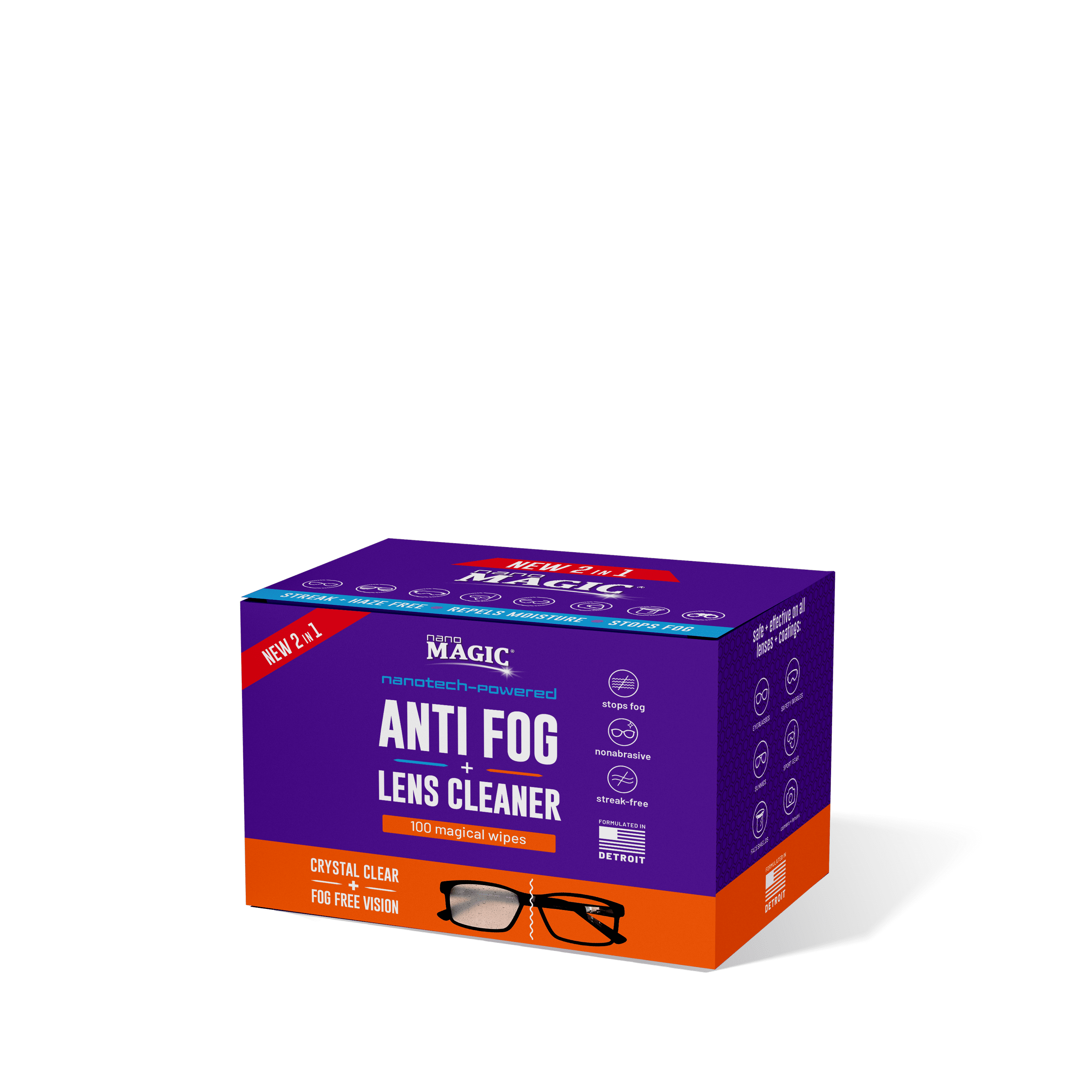 Nano Magic 2in1 Anti Fog + Lens Cleaning Wipes 100ct