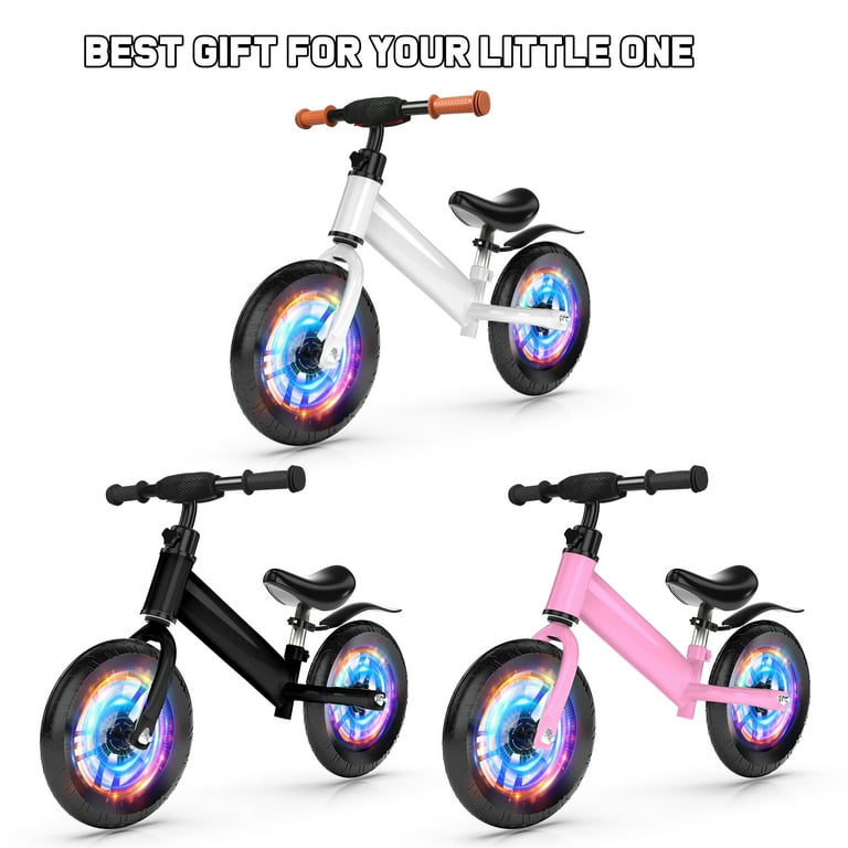 Kids 12inch Balance Bike Colorful Lighting up Wheels No Pedal Bikes for 2 3 4 5 Toddlers Boys Girls Pink Walmart