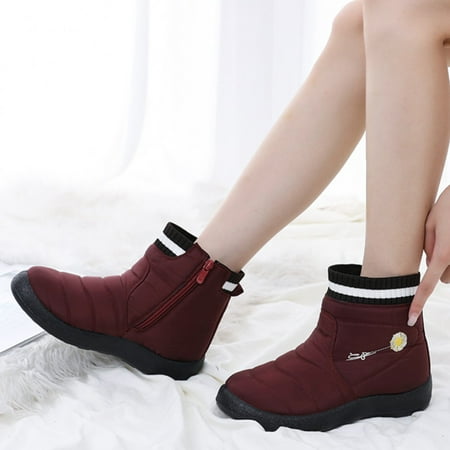 

Thanksgiving Day Clearance VEKDONE Large Size Flying Knitted Casual Warm Cotton Shoes Snow Boots Women s Boots