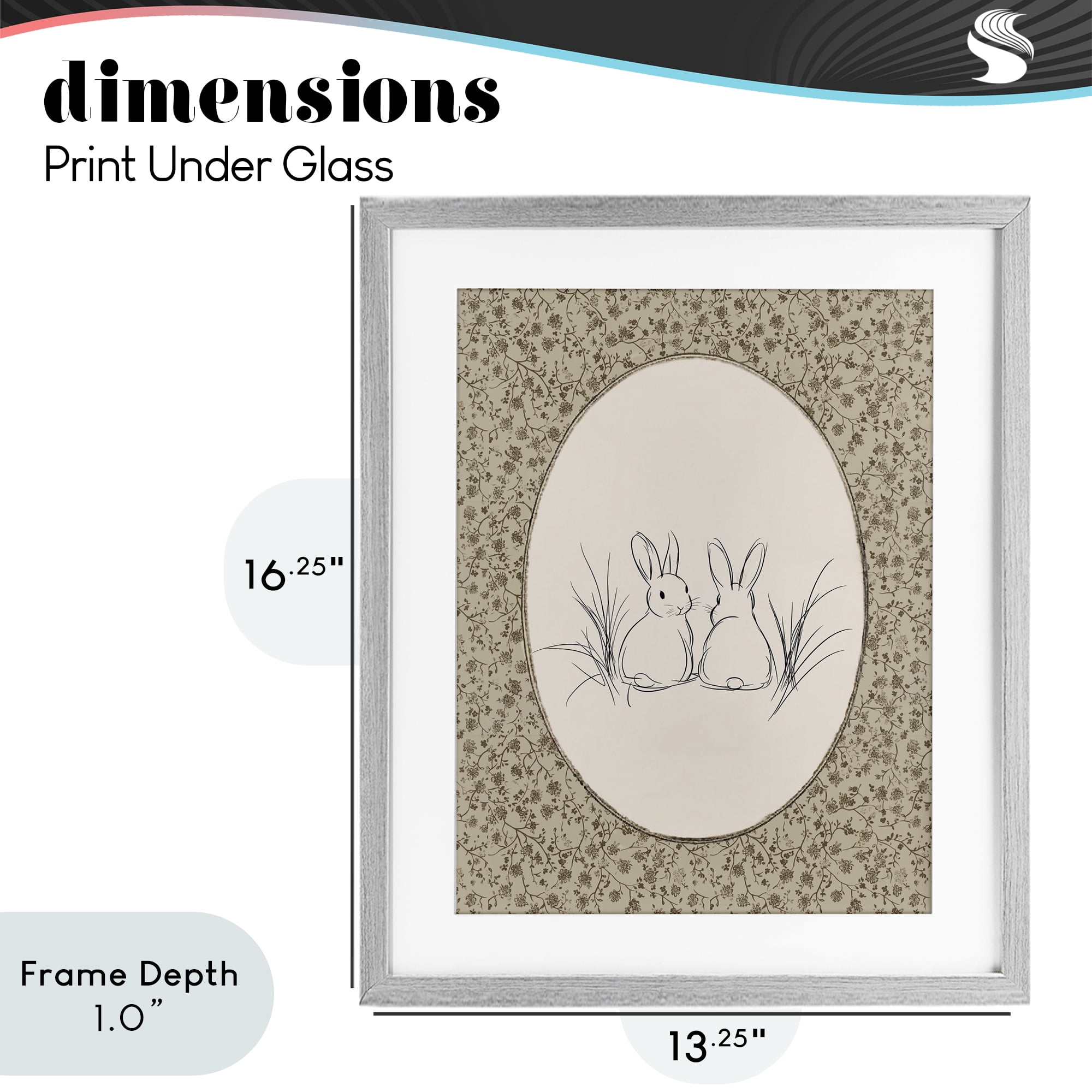 Stupell Industries Vintage Baby Bunnies Gray Framed Print Under Glass, design by Ramona Murdock