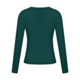 thumbnail image 4 of Womens Ribbed Fitted Tight Tshirt Deep V Neck Lace Blouses Long Sleeve Slim Fit Basic Shirts Solid Comfy Tee Tops, 4 of 5