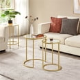 thumbnail image 2 of Alden Design Round Iron Nesting Tables for Living Room, Gold/Clear, Set of 2, 2 of 9