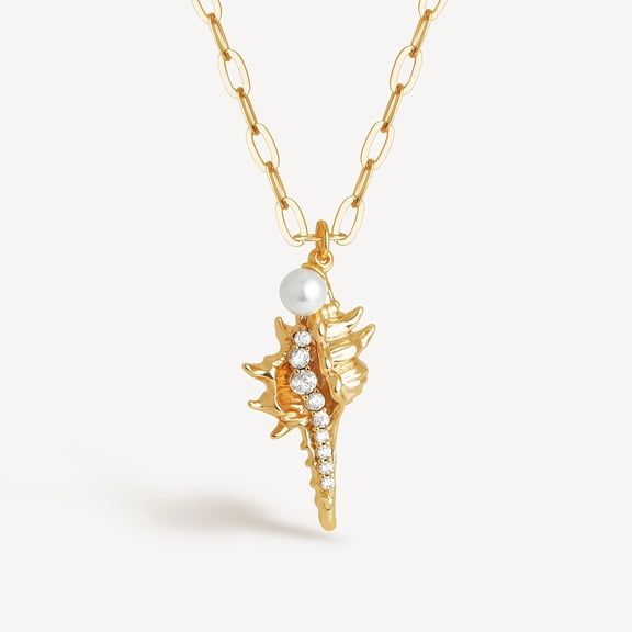 SKQIT Dainty Gold Seashell Pendent Necklace Ocean Necklace for Women 18K Gold Plated Necklace Boho Handmade Summer Beach Necklace Jewelry