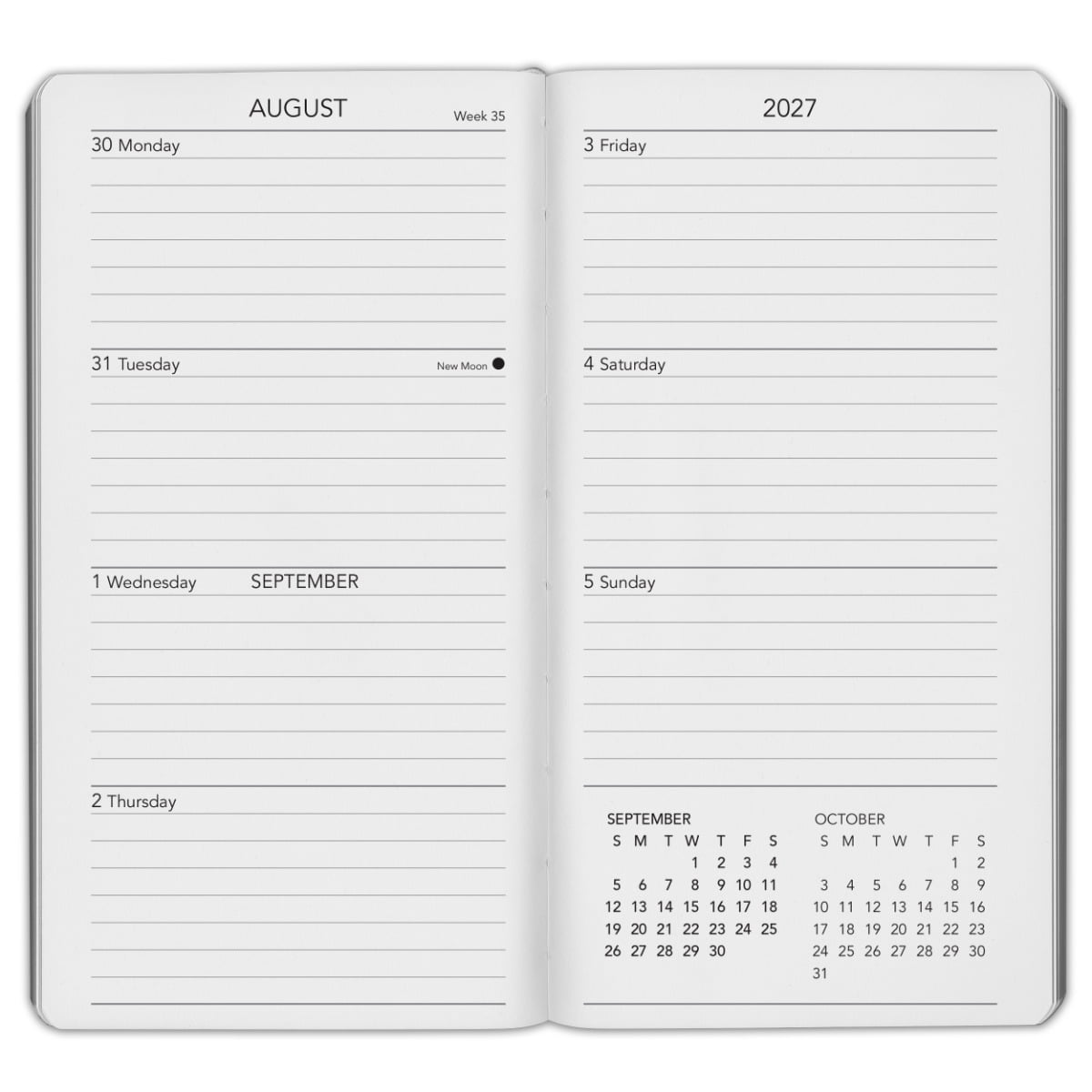 Harbor Pocket Weekly Monthly Planner 2027, Calendar Planner and Notebook, Durable Faux Leather, 192 Pages, Softcover & Book Bound - Cambridge Burnt Orange - 6x3.25"