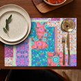 thumbnail image 5 of Multicolor Ethnic Flower Patchwork Pattern Summer Placemats Table Placemats Set Of 4-Linen Kitchen Washable Placemats Table Mats 11.8"x17.7" Non-Slip Heat Resistant, 5 of 6
