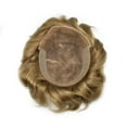 thumbnail image 5 of Lyricalhair French Lace Toupee for Men Hairpieces Mens Toupee Human Hair Replacement System Bleached Knots Lace with Poly Hair Wig Units 7"X9" #18 Medium Blonde, 5 of 5