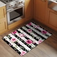 thumbnail image 2 of Rectangle Rug 2x3Ft, Watercolor Pink Floral Soft Non-Slip Washable Felt Carpet Pad, Black and White Stripes Area Rugs for Living Room Bedroom Kids Room, 2 of 9