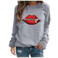 thumbnail image 2 of Aloohaidyvio Hoodies,Ladies Fashion Zip Lip Graphic Print Sleeve Crew Neck Sweatshirt, 2 of 6