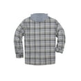 thumbnail image 2 of COEVALS CLUB Men's Hooded Sherpa Lined Flannel Long Sleeve Cotton Plaid Snap Button Up Shirts Quilted Jacket (Gray Plaid/13# Small), 2 of 7