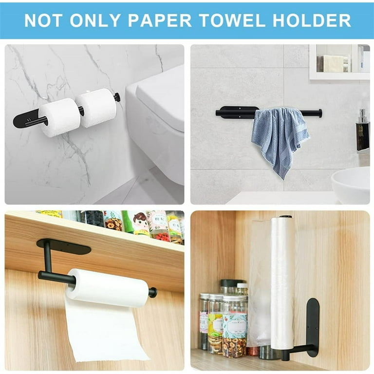 Black Stainless Steel Paper Towel Holder Under Cabinet, Wall