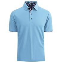 SPEEDRUN Men's Golf Polo Shirts, Classic Fit Short Sleeve for Casual & Business Wear, SkyBlue L