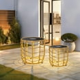 thumbnail image 2 of Outdoor Modern End Tables, Side Table Built-in Solar Lights Set of 2 for Patio, Porch, Garden, 2 of 7