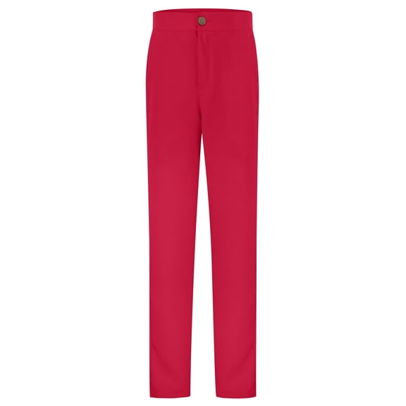 HEVRJEWJD Girls Pants Kids Dress High Stretchy With Pockets Casual School Trousers for Daily Wear Red 5-6 Years