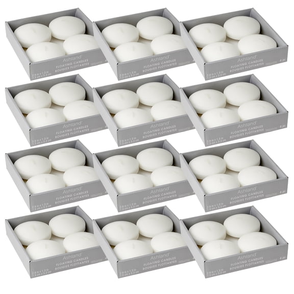 12 Packs: 4 ct. (48 total) Basic Elements White Floating Candles by Ashland