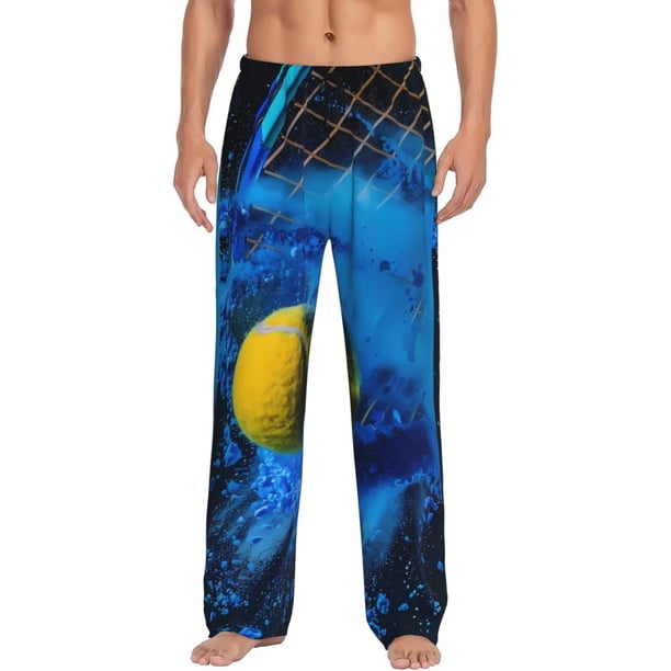 Fotbe Sports Tennis Ball Pantalones de Pijama para Hombre, Pantalones de Dormir, Pantalones de Casa con Cintura Ajustable y Bolsillos-XX-Large