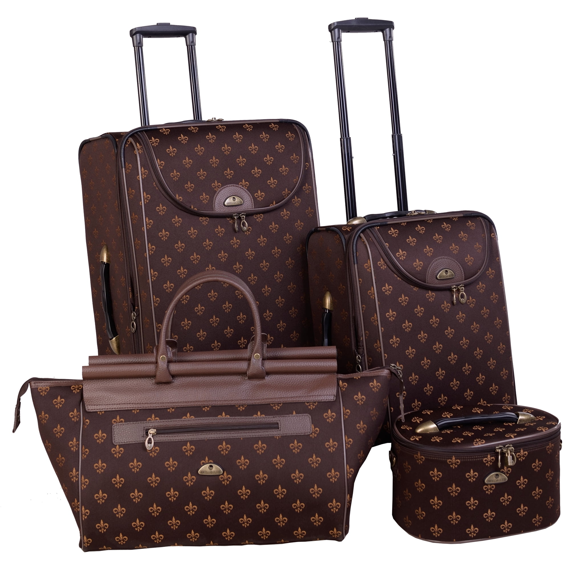 Long Lat Inc. AF 4P FleurDeLis LuggagSet Brown