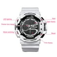 thumbnail image 3 of White case black surface white word white tape double display quartz watch, 3 of 7