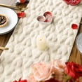 thumbnail image 2 of Snfy Soft Plush Faux Fur Jacquard Heart Valentine's Day Table Runner, Seasonal Kitchen Dining Table Decoration for Home Party Decor 13x72 Inch,Beige, 2 of 5