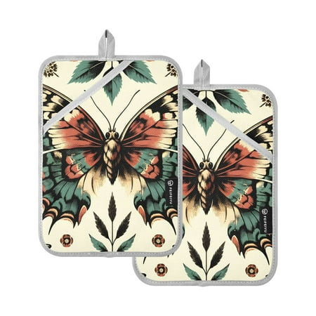 

Pot Holders Set of 2 Heat Resistant 338℉ Kitchen Oven Gloves Potholder Cooking Baking Microwave Mitts Big Butterfly