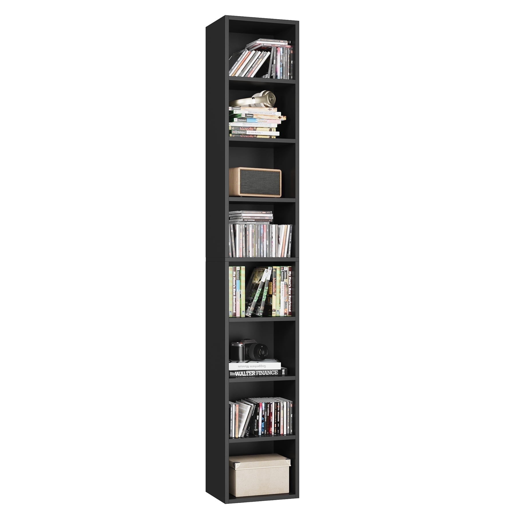 Homfa 8-Tier Wood Bookcase Storage Cube Organizer, Black