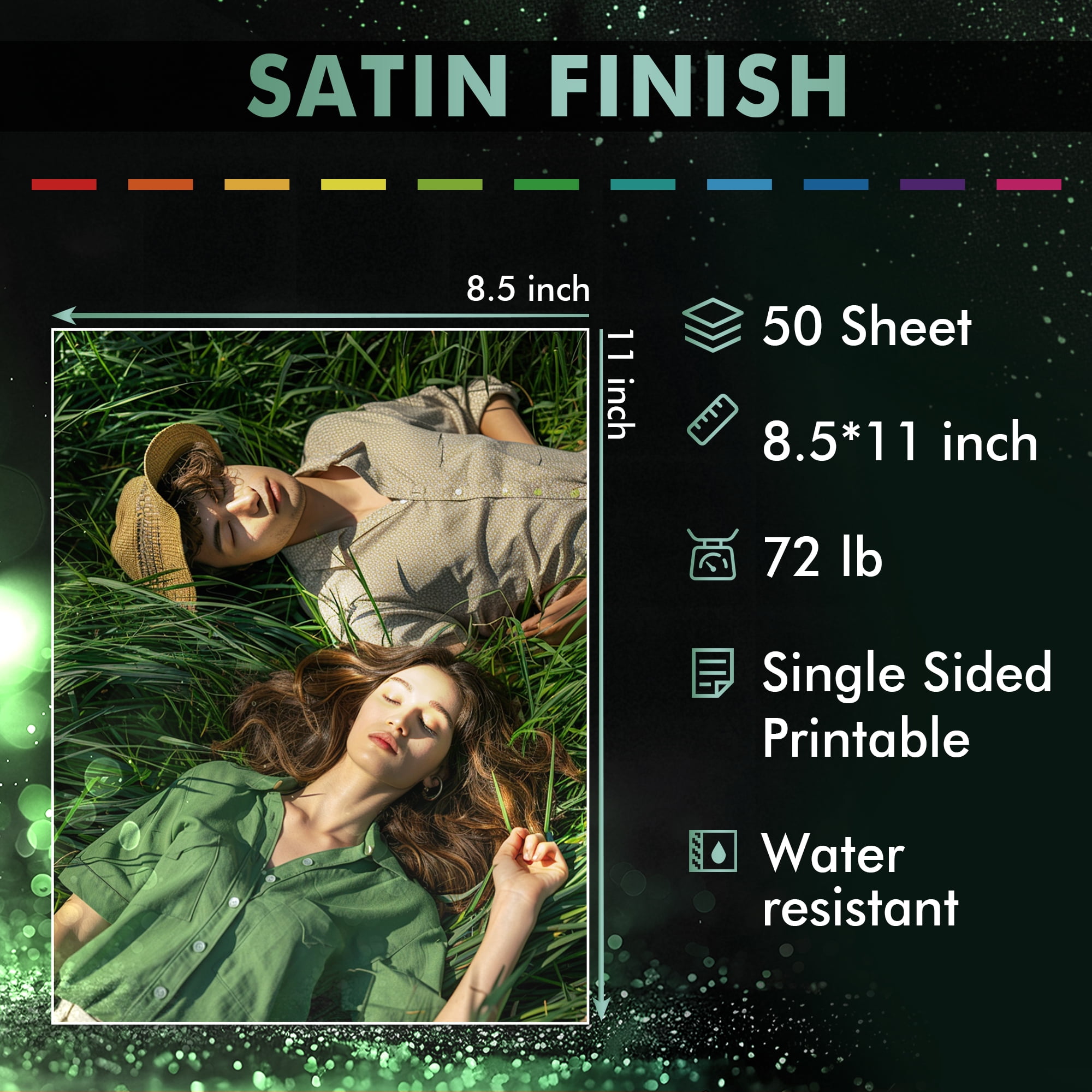 A-SUB Premium Satin Photo Paper, 72lb 260gsm, 8.5x11 inch, 100 Count, Soft Gloss Inkjet Printer Photo Paper
