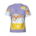thumbnail image 6 of Vsdgher Corgi Washing in Bathtub Print Men's Dry Fit Mesh Athletic Shirts Moisture Wicking Tennis T-Shirt Tops, 6 of 9