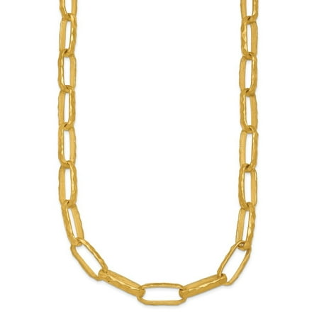Diamond2Deal 18K Yellow Gold Textured 7mm Solid Oval Link Necklace for Women 18"