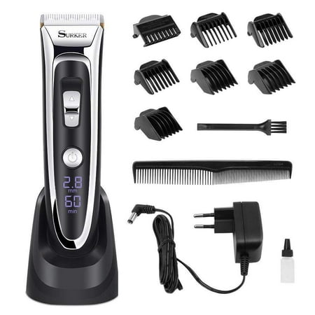 Mens Hair Trimmer - Aiskki Professional Hair Clippers Set for Men Mustache Trimmers Cordless Electric Haircut Kit with Gear Adjustment, Security Lock and LED Display
