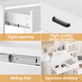 thumbnail image 5 of SUGIFT White Lighted Makeup Vanity Table with Sliding Sliding Mirror, Modern Dressing Table Desk with Storage for Bedroom, 5 of 6