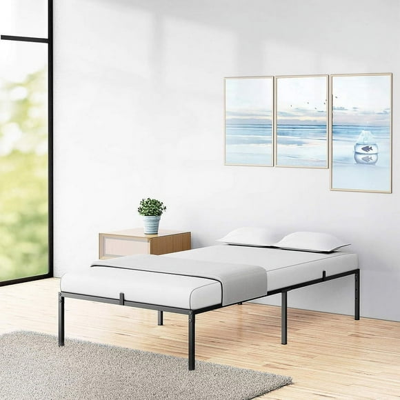 Twin Metal Platform Bed Frame Mattress Foundation,with Sturdy Steel Bed Slats No Box Spring Needed Under Bed Storage Steel Slats Black
