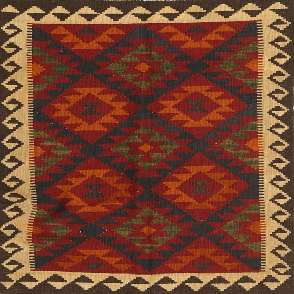 Ahgly Company Indoor Square Contemporary Sienna Brown Oriental Area Rugs, 5' Square