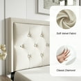 thumbnail image 4 of Unizone King Size Bed Frame with Velvet Button Tufted Headboard, Modern Upholstered Platform Bed, No Box Spring Needed, Easy Assembly, Noise Free, Beige, 4 of 9