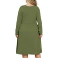thumbnail image 2 of Mengpipi Womens's Plus Size Casual Long Sleeves Dress Crew Neck Loose Midi Dress with Pockets, 2X-5X, 2 of 6