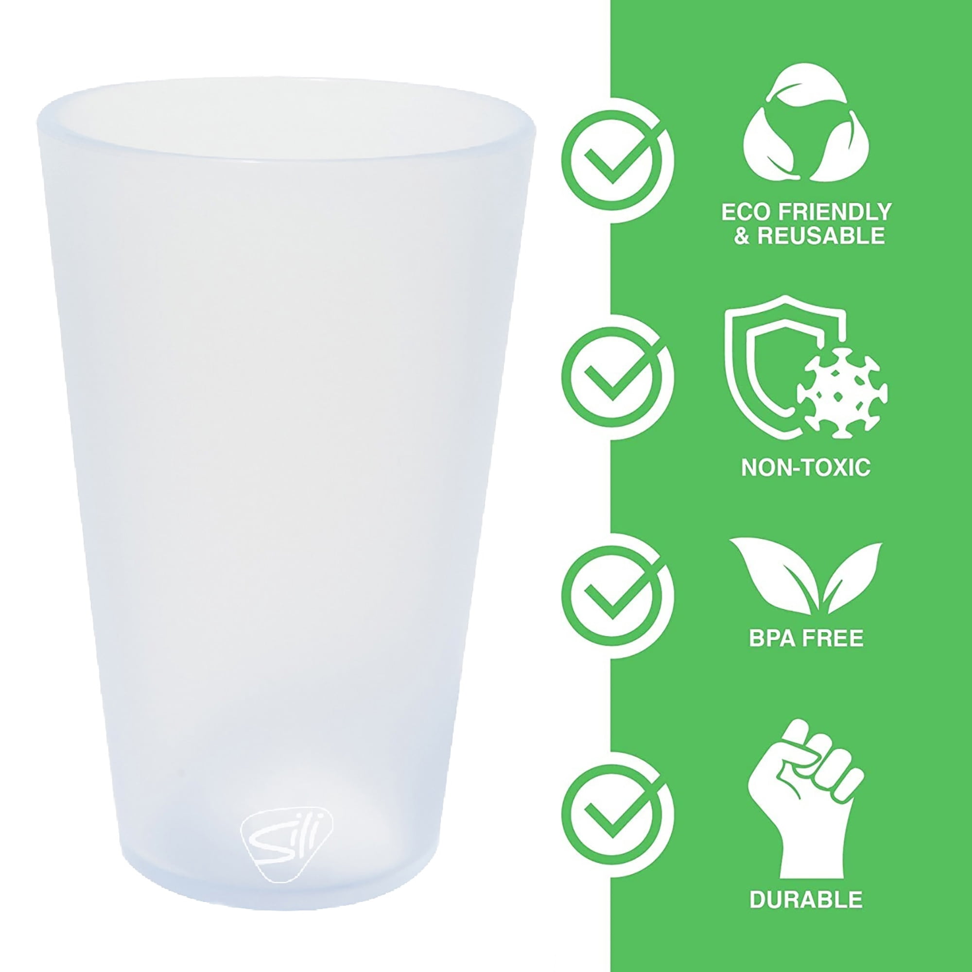 Silipint: Silicone Pint Glasses: 2 Pack Icicle -16oz Reusable Unbreakable Cups, Flexible, Hot/Cold, Non-Slip Easy Grip